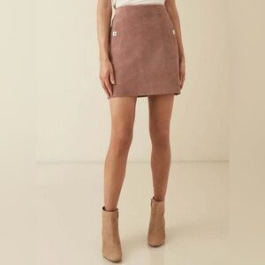 Reiss Pippa Dusty Pink Real Suede Mini Skirt US 2 UK 6